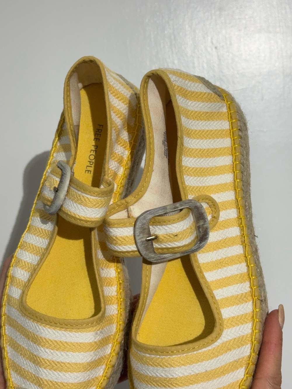 NWOT Free People Surfside 2.0 Espadrille Platform Mary Janes, Lemon Zest - Picture 14 of 15